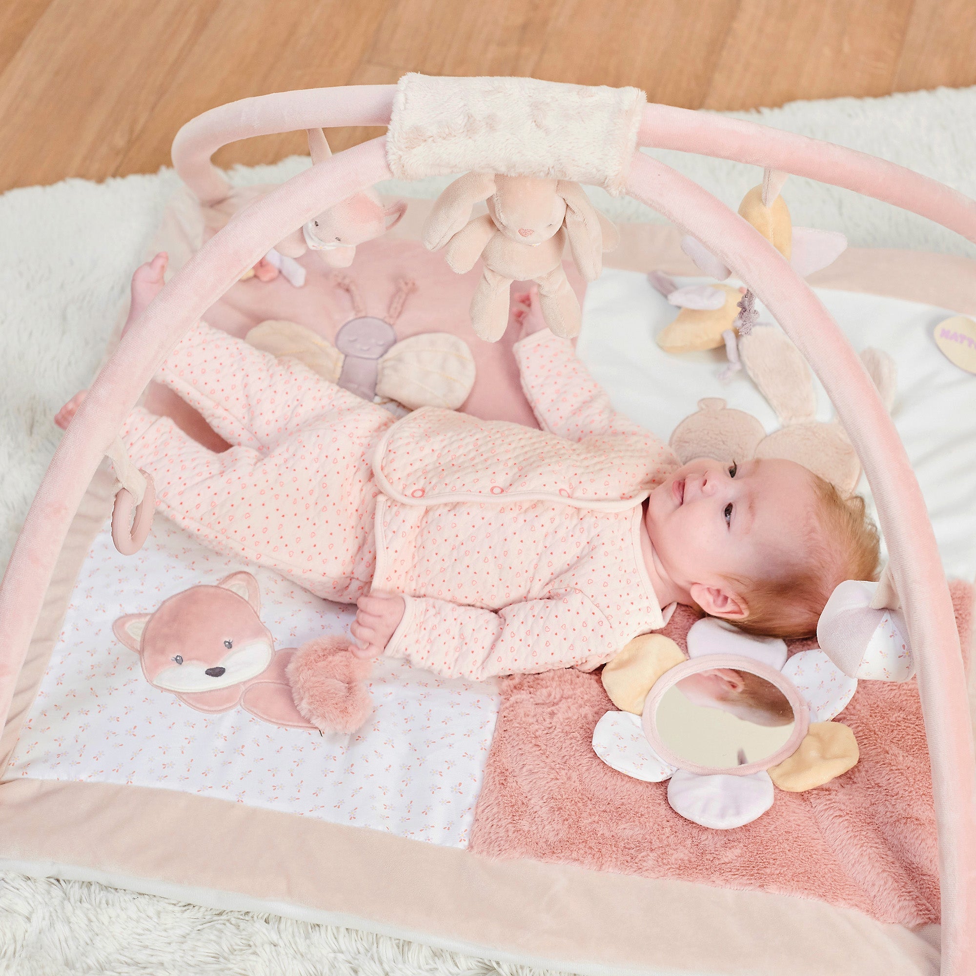 AlixFurniture Tapis d'Éveil avec Arches Alice et Pomme - 75x70 cm - Vieux rose