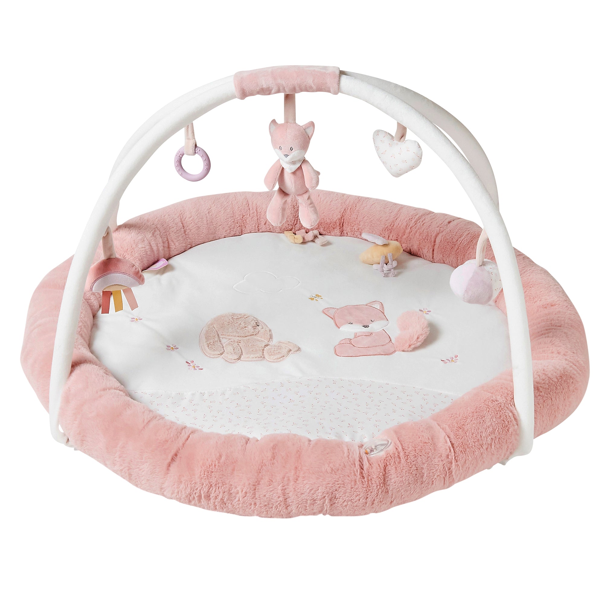 AlixFurniture Tapis d'Éveil avec Arches Alice et Pomme - 90x90 cm - Vieux rose