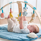AlixFurniture Tapis d'Éveil avec Arches en Bois - Felix & Leo - 82 cm - Bleu pétrole