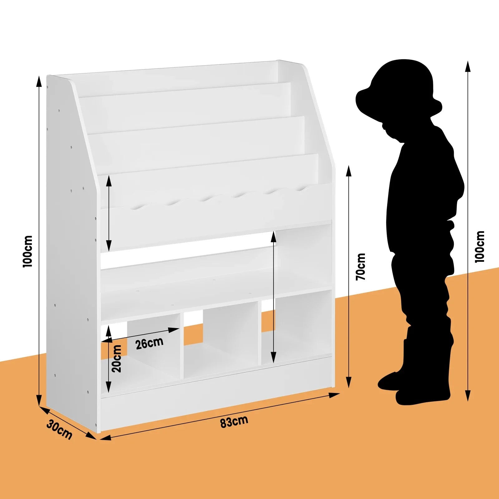 AlixFurniture Bibliothèque basse enfant blanche à plusieurs étagères – rangement pratique et accessible