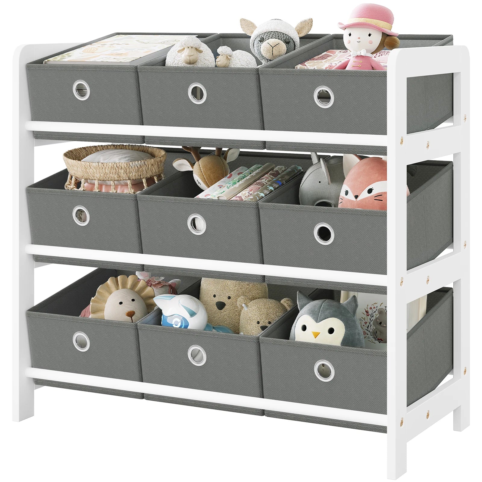 AlixFurniture Étagère de Rangement Enfant avec 9 Bacs Tissus