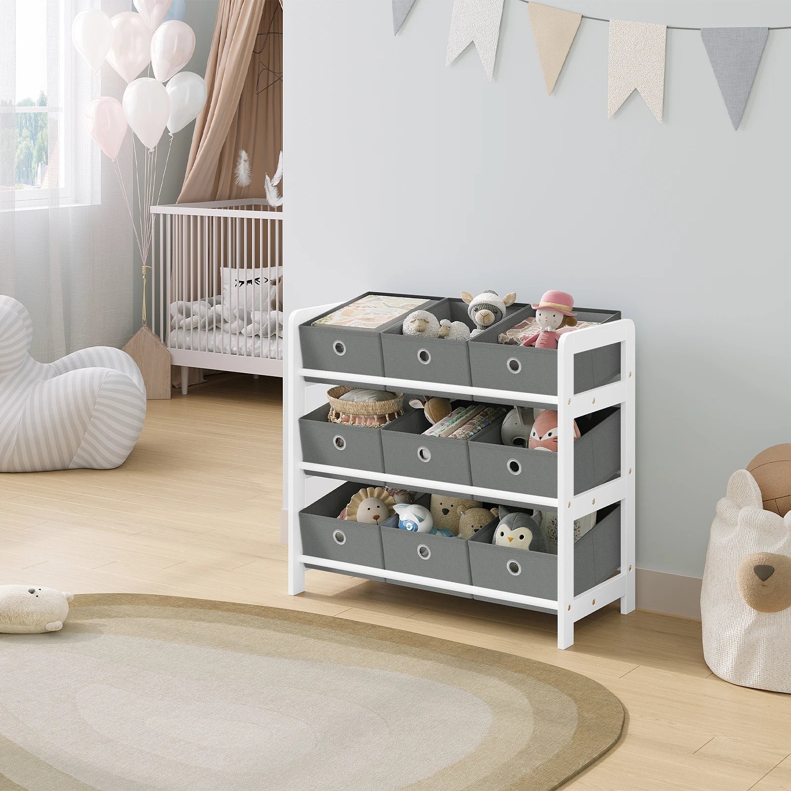 AlixFurniture Étagère de Rangement Enfant avec 9 Bacs Tissus