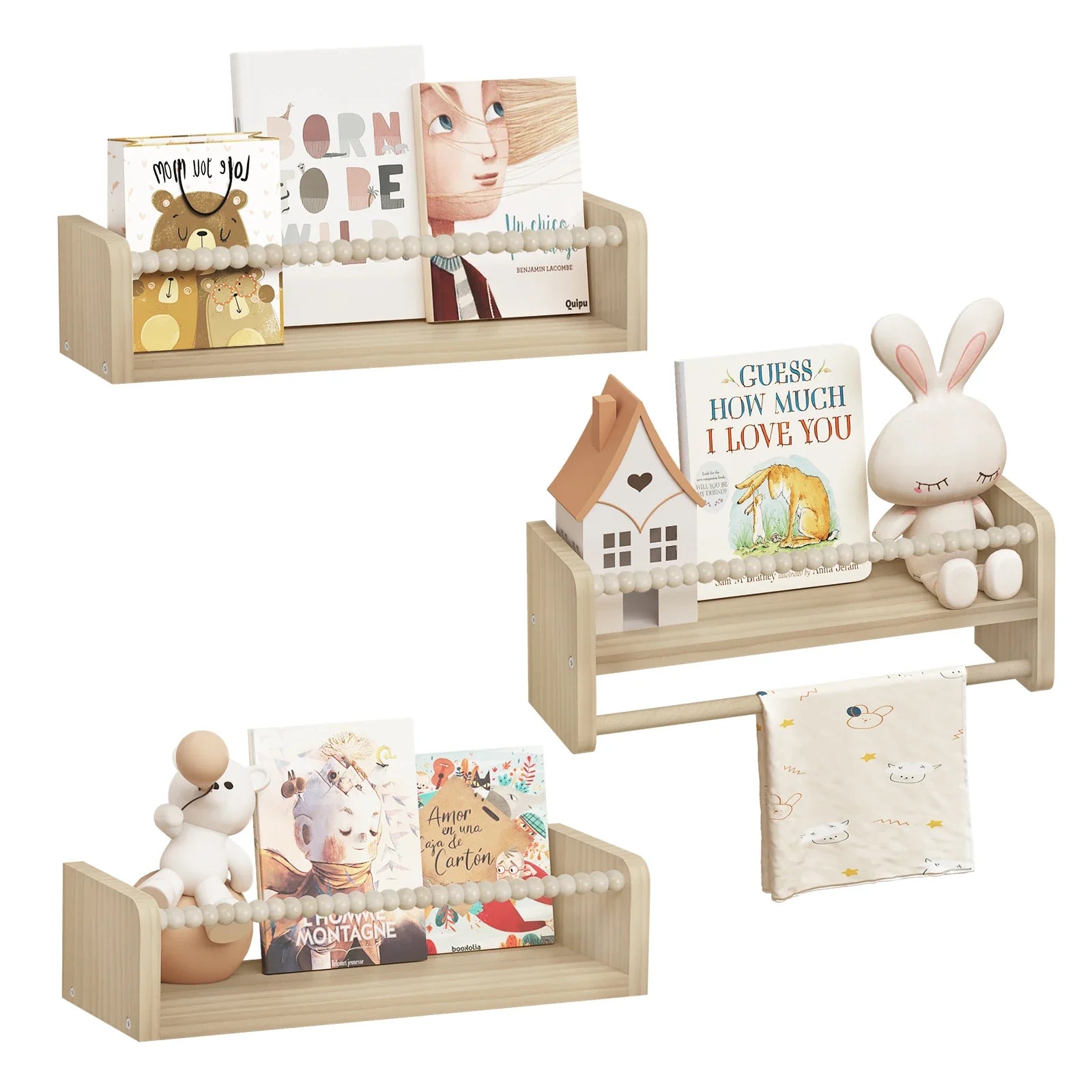AlixFurniture Bibliothèque enfant murale – rangement pratique pour chambre d’enfant
