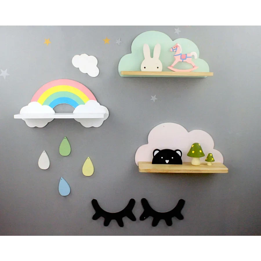 AlixFurniture Bibliothèque murale nuage pour enfants
