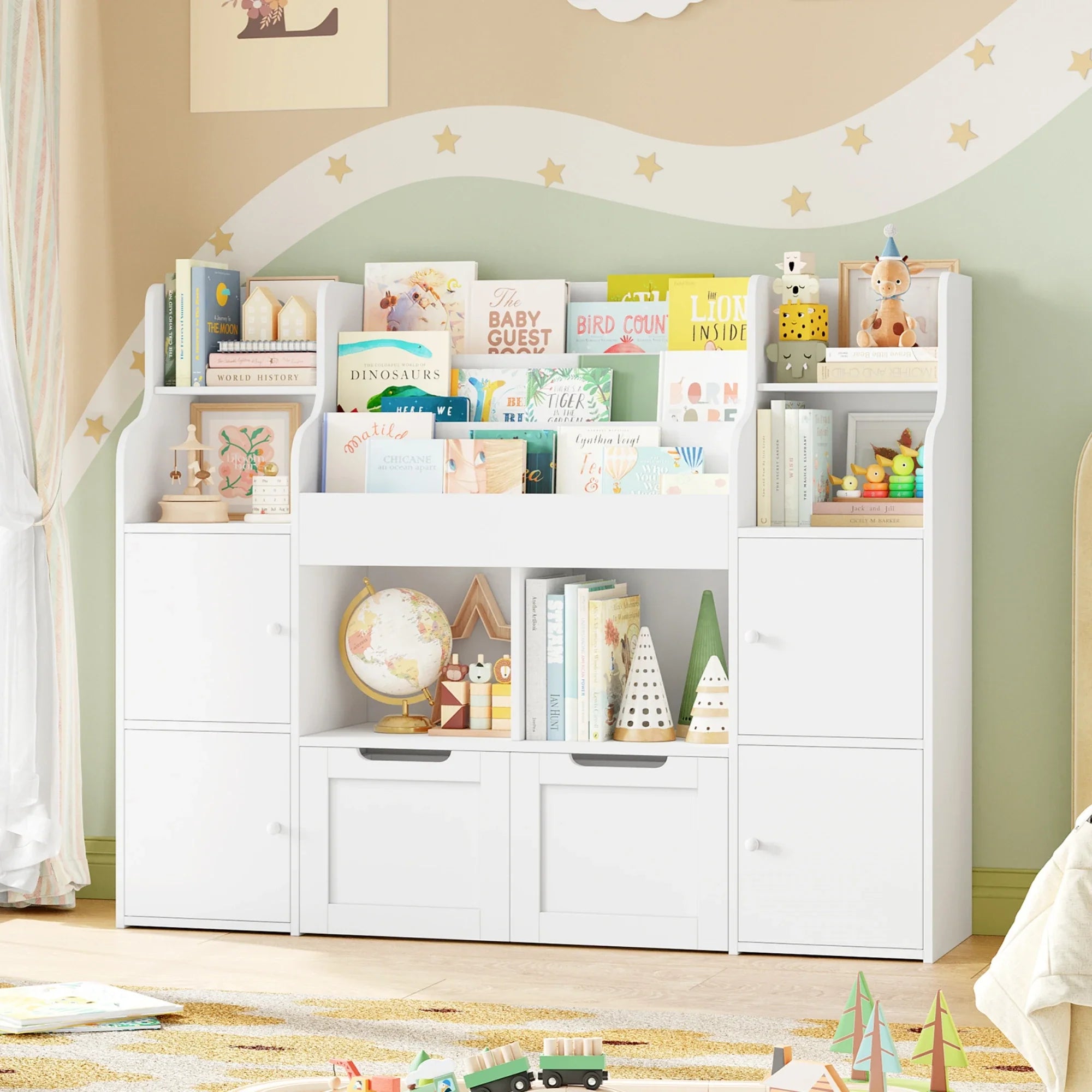 AlixFurniture Bibliothèque et meuble de rangement pour enfants en bois –stable et grande capacité