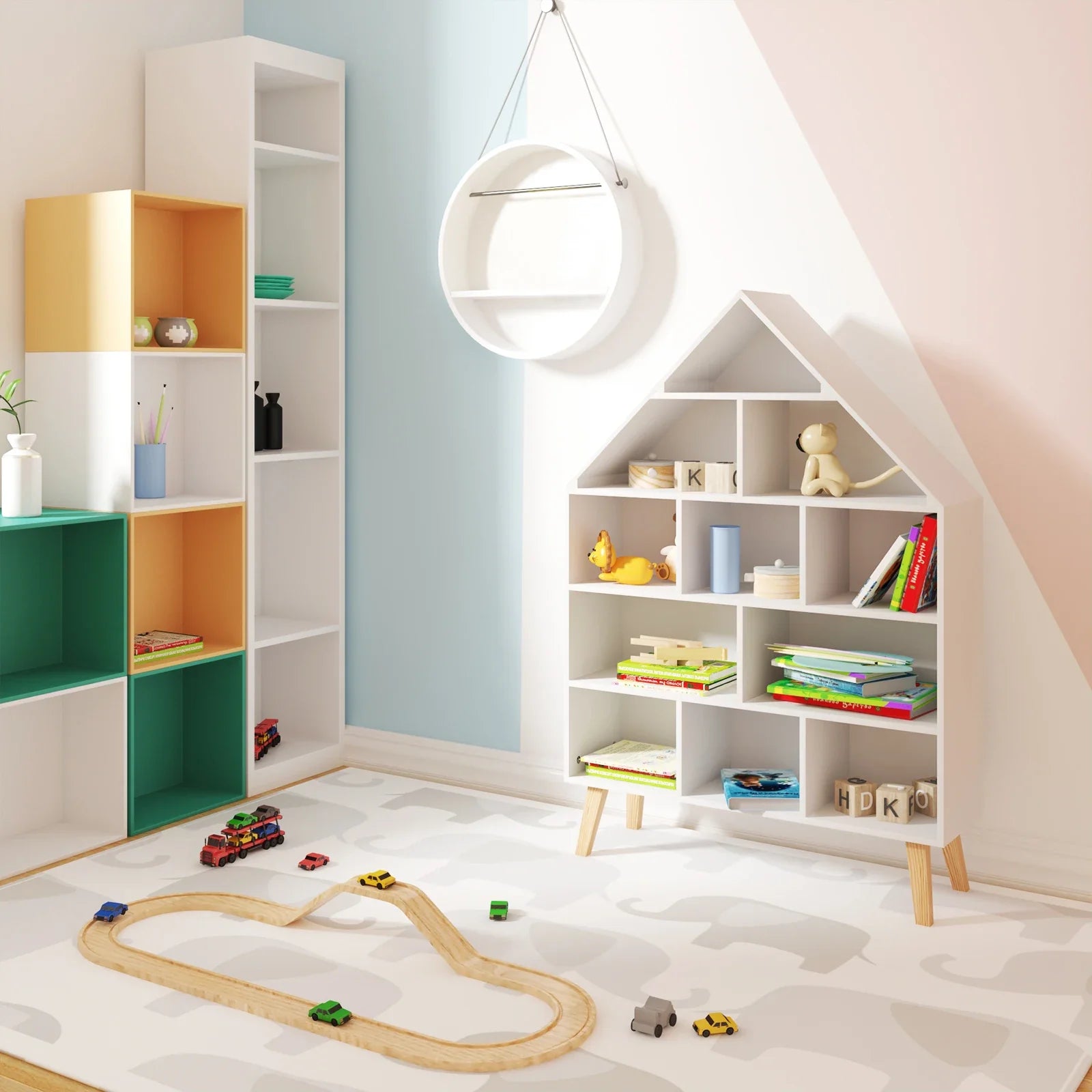 AlixFurniture Bibliothèque Enfant Maison – Rangement Pratique et Douillet