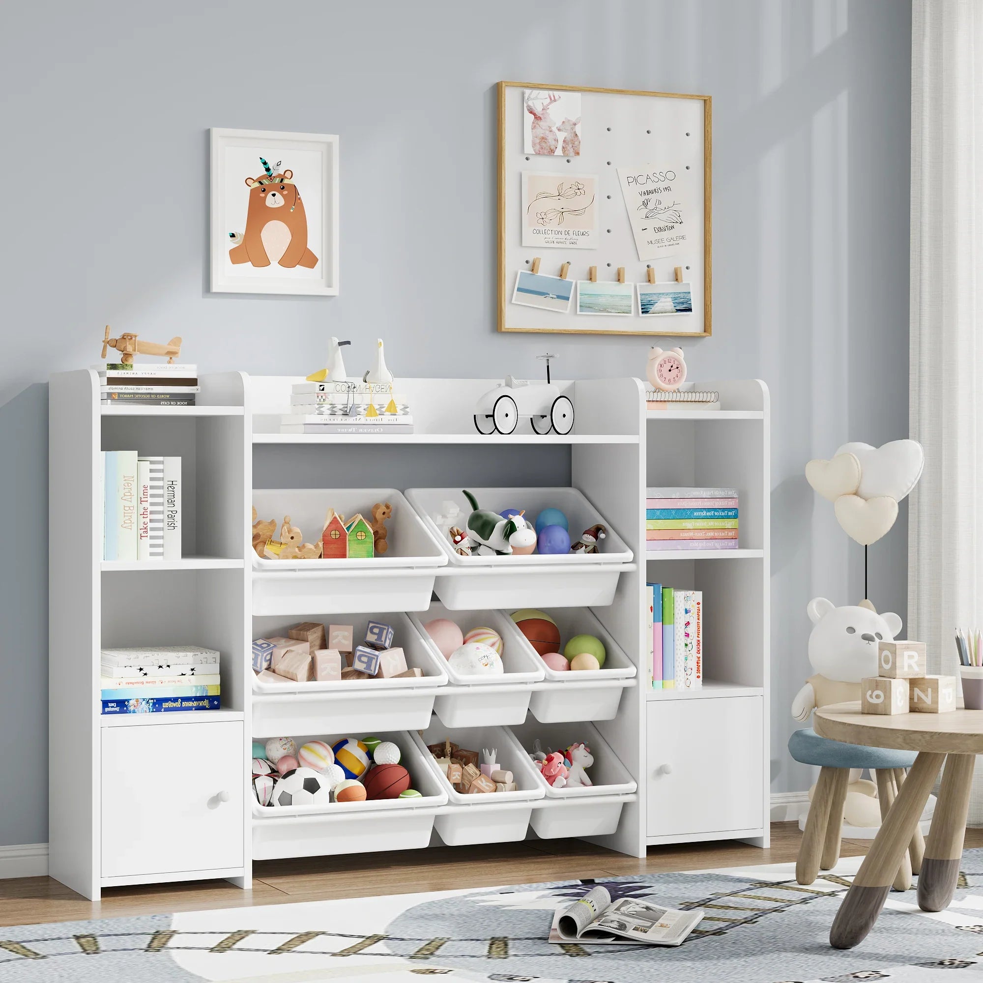 AlixFurniture Grande Bibliothèque pour Enfant – Rangement Spacieux et Organisé