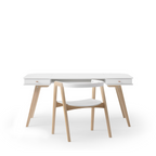 AlixFurniture Bureau Wood 66 cm & chaise Wood avec accoudoirs, l'ensemble, blanc/chêne