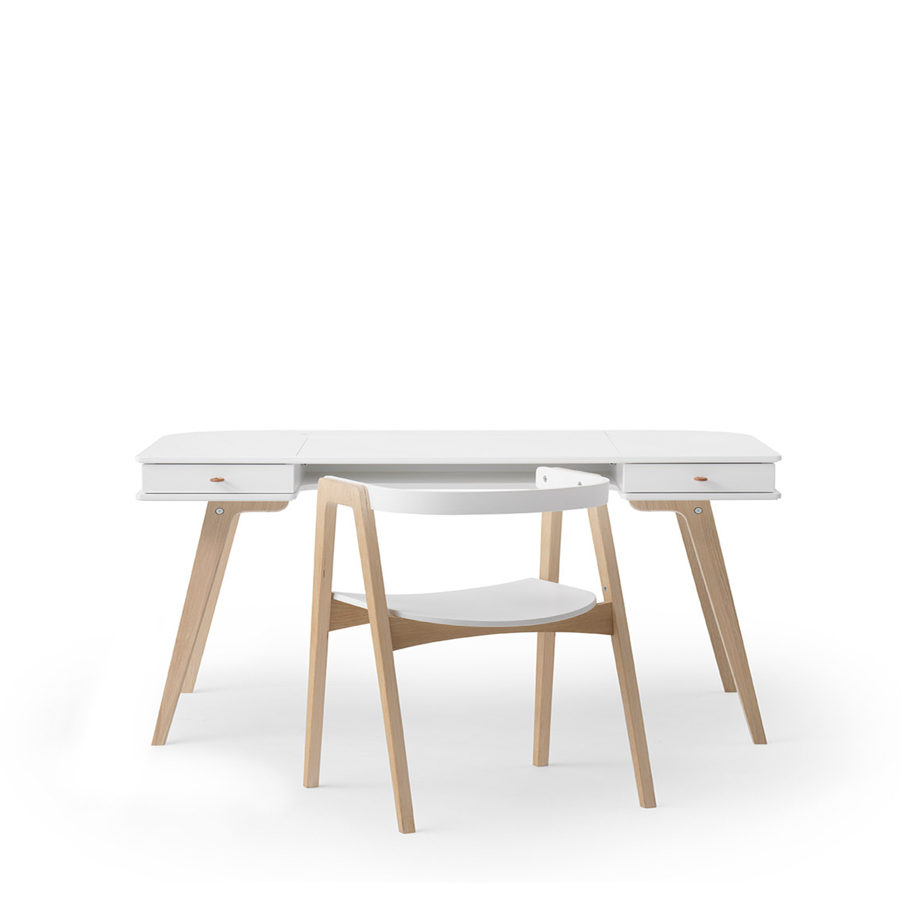 AlixFurniture Bureau Wood 66 cm & chaise Wood avec accoudoirs, l'ensemble, blanc/chêne