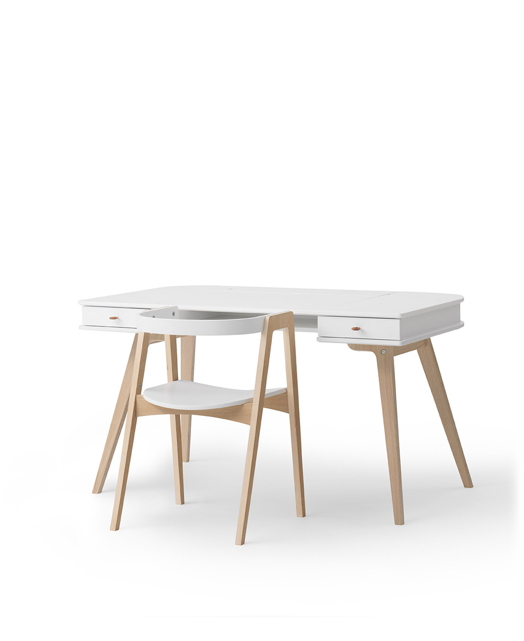 AlixFurniture Bureau Wood 66 cm & chaise Wood avec accoudoirs, l'ensemble, blanc/chêne