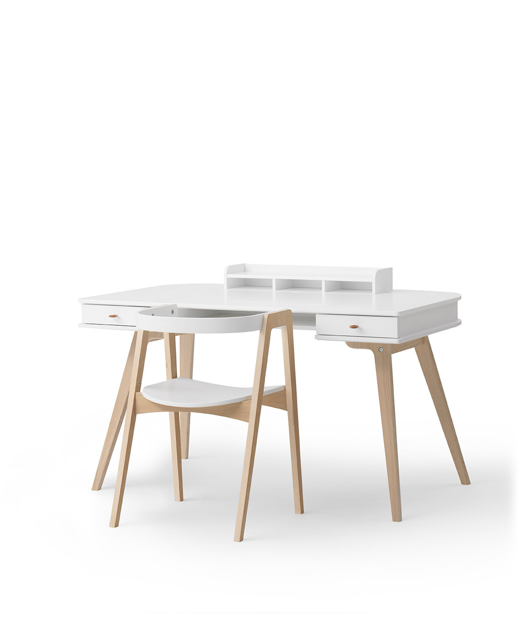 AlixFurniture Bureau Wood 66 cm & chaise Wood avec accoudoirs, l'ensemble, blanc/chêne