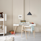 AlixFurniture Bureau Wood 66 cm & chaise Wood avec accoudoirs, l'ensemble, blanc/chêne