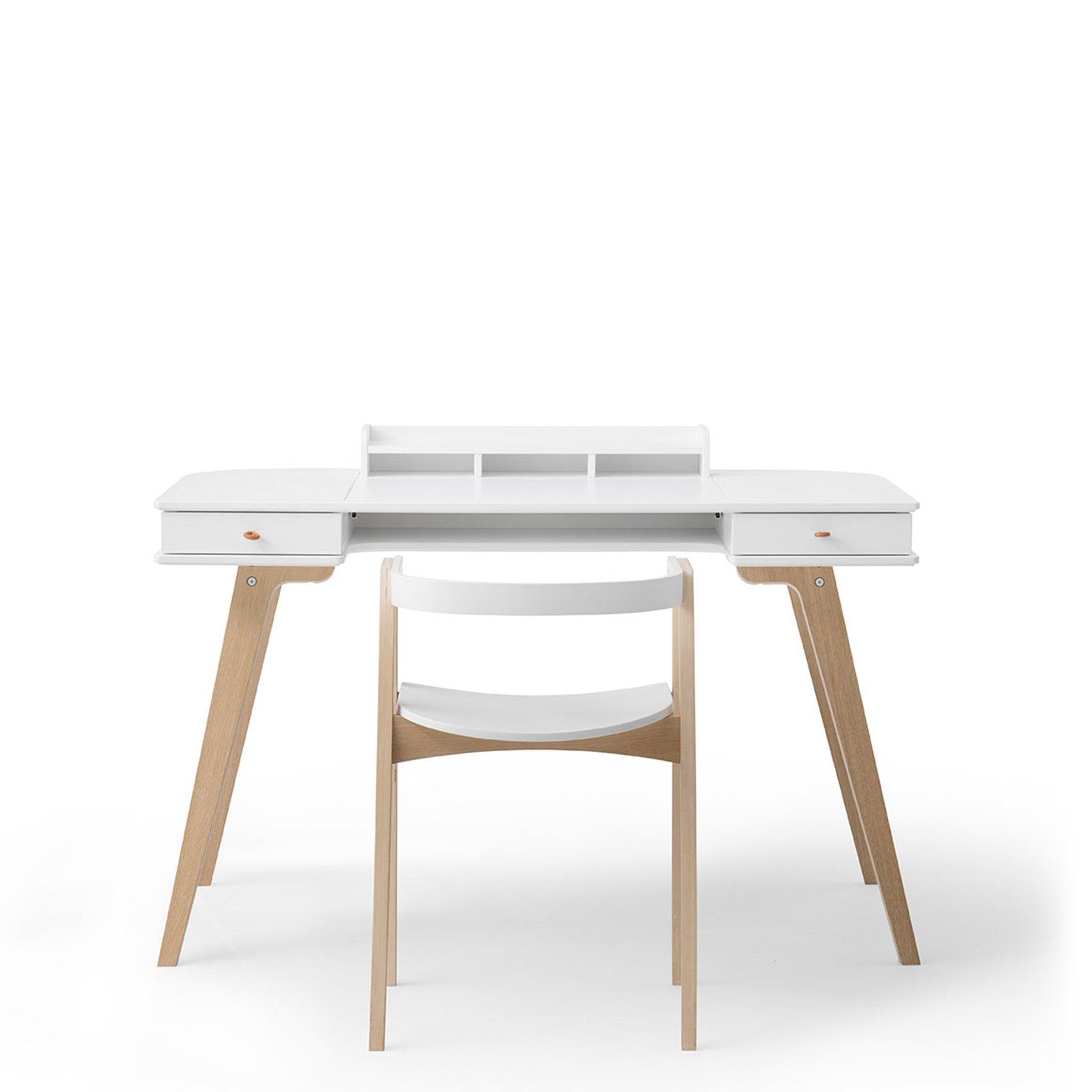 AlixFurniture Bureau Wood 72,6 cm & chaise Wood avec accoudoirs, l'ensemble, blanc/chêne