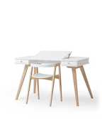AlixFurniture Bureau Wood 72,6 cm & chaise Wood avec accoudoirs, l'ensemble, blanc/chêne