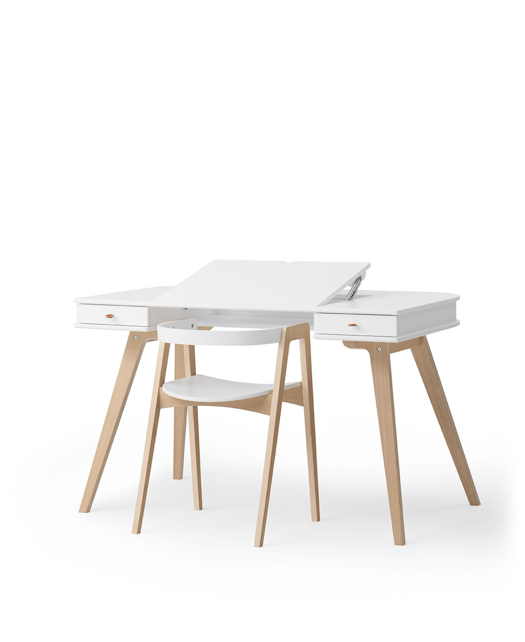 AlixFurniture Bureau Wood 72,6 cm & chaise Wood avec accoudoirs, l'ensemble, blanc/chêne
