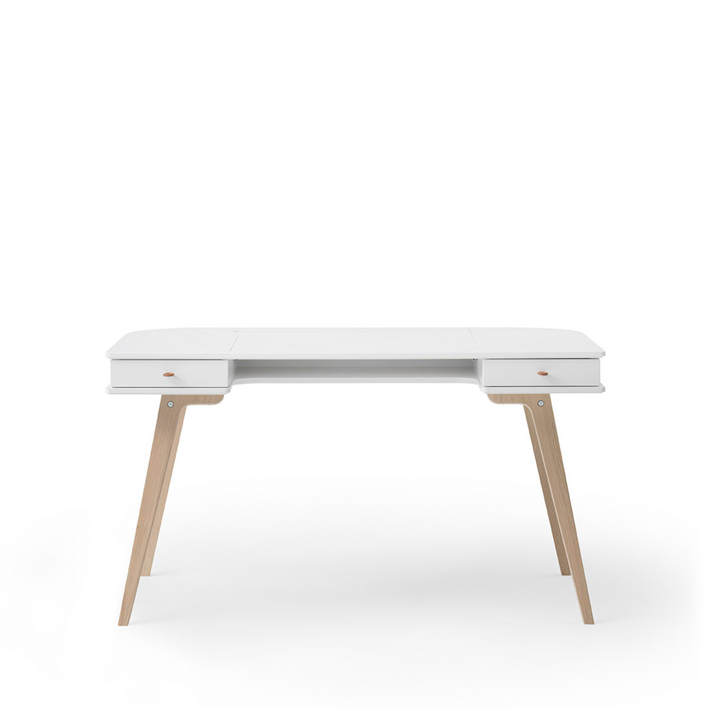 AlixFurniture Bureau Wood 66 cm, blanc/chêne