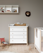 AlixFurniture Commode à langer 4 tiroirs Wood, blanc/chêne