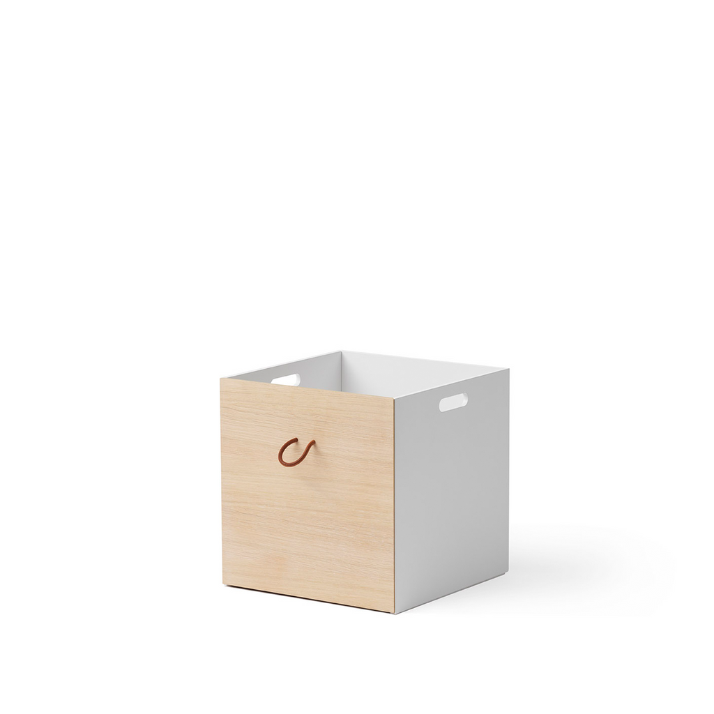 AlixFurniture Boîtes de rangement Wood 2 pcs., blanc/chêne