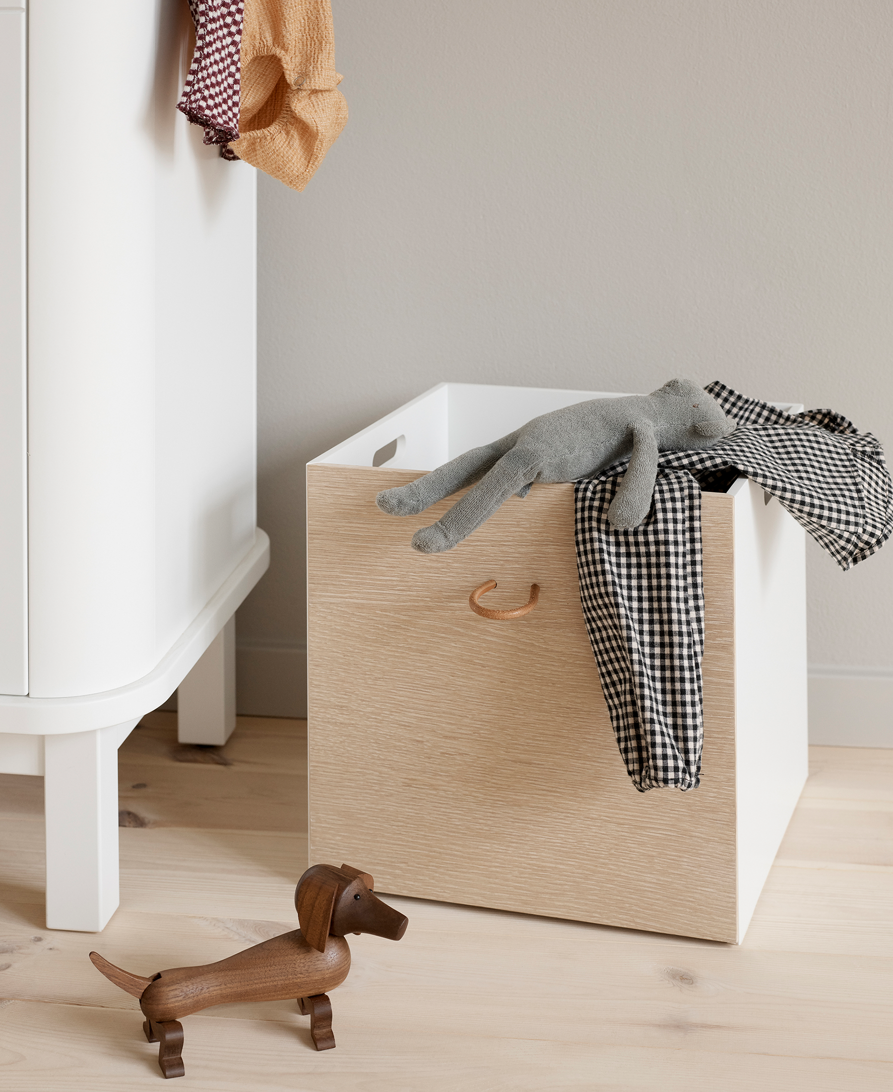 AlixFurniture Boîtes de rangement Wood 2 pcs., blanc/chêne