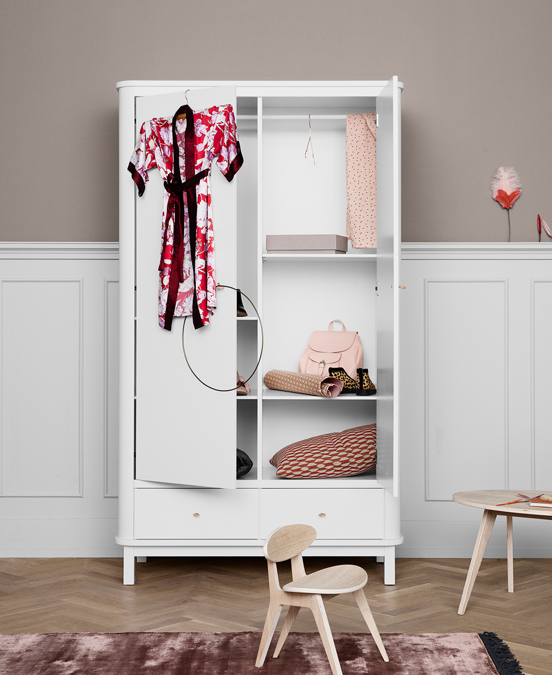 AlixFurniture Armoire 2 portes Wood, blanc