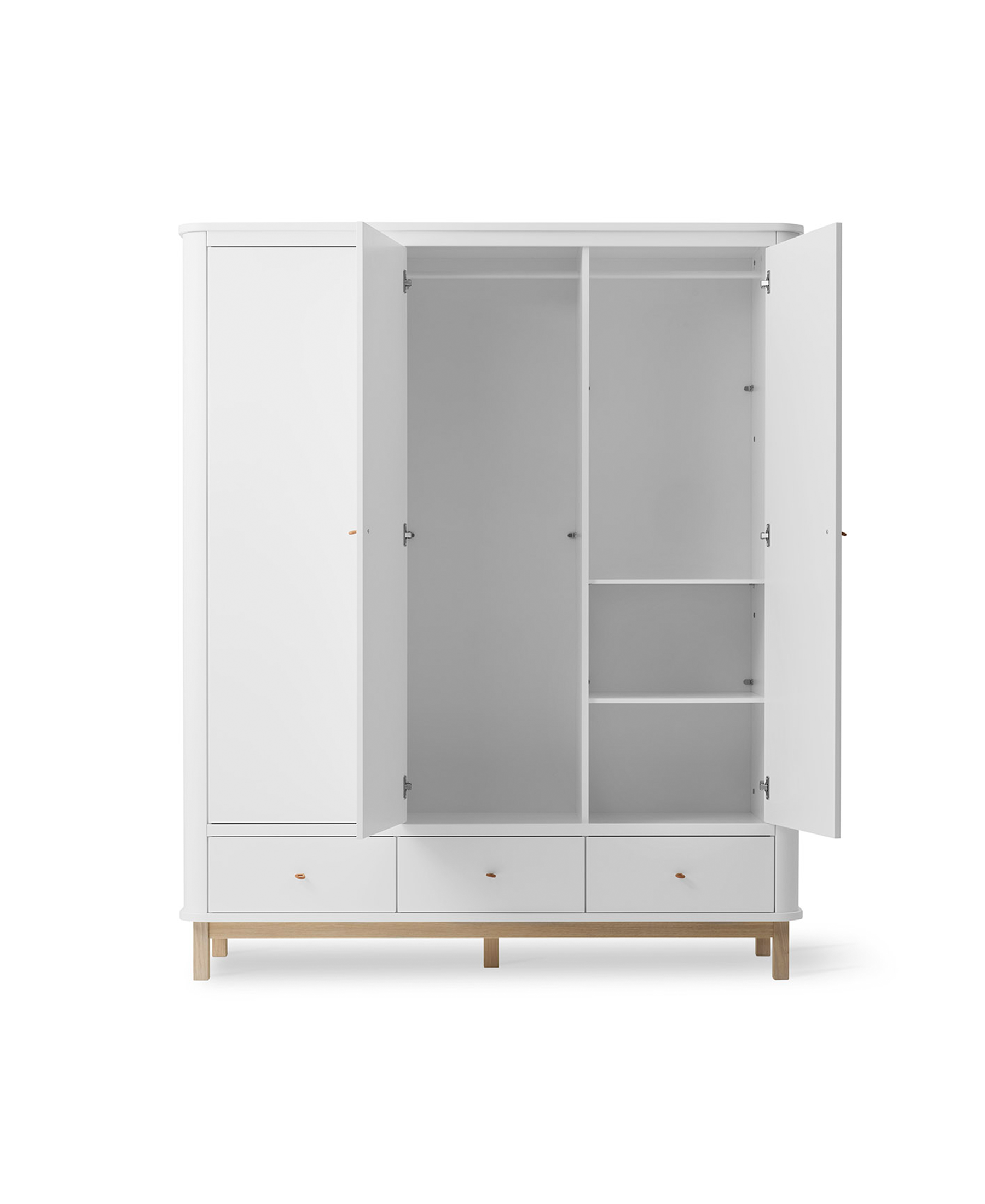 AlixFurniture Armoire 3 portes Wood, blanc/chêne