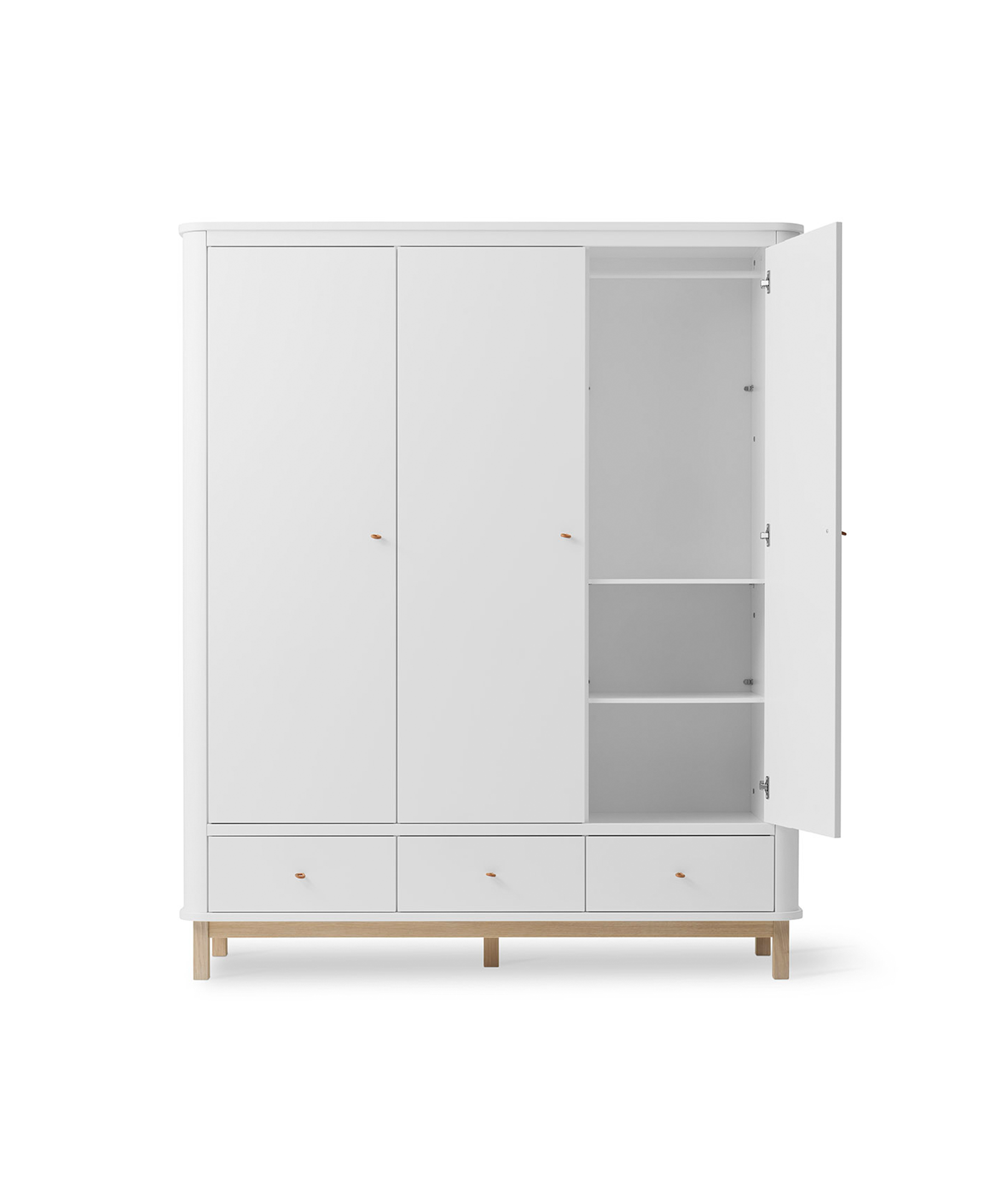 AlixFurniture Armoire 3 portes Wood, blanc/chêne