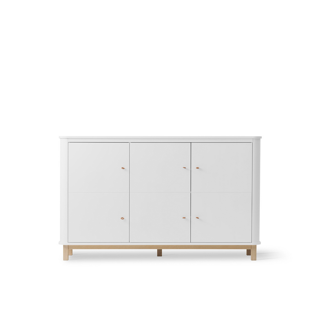 AlixFurniture Armoire multi-rangement 3 portes Wood, blanc/chêne