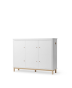 AlixFurniture Armoire multi-rangement 3 portes Wood, blanc/chêne