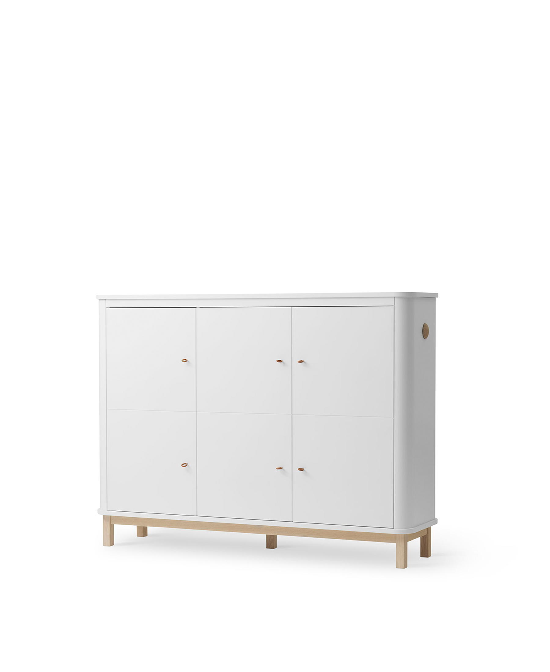 AlixFurniture Armoire multi-rangement 3 portes Wood, blanc/chêne