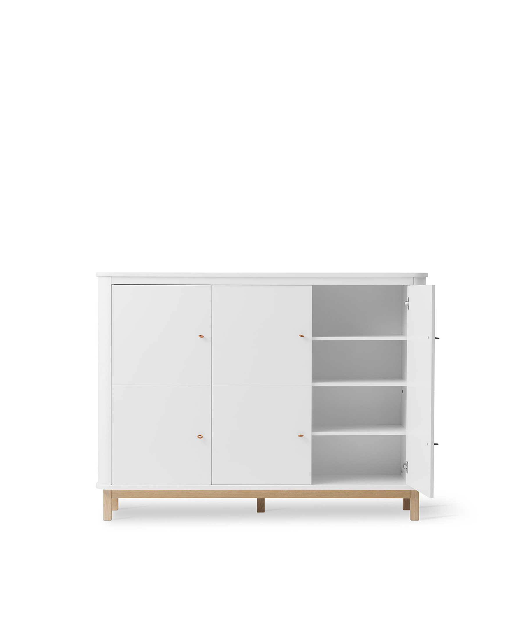 AlixFurniture Armoire multi-rangement 3 portes Wood, blanc/chêne