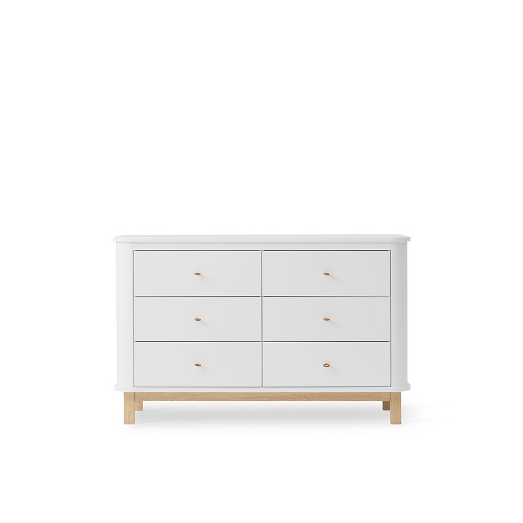 AlixFurniture Commode 6 tiroirs Wood, blanc/chêne