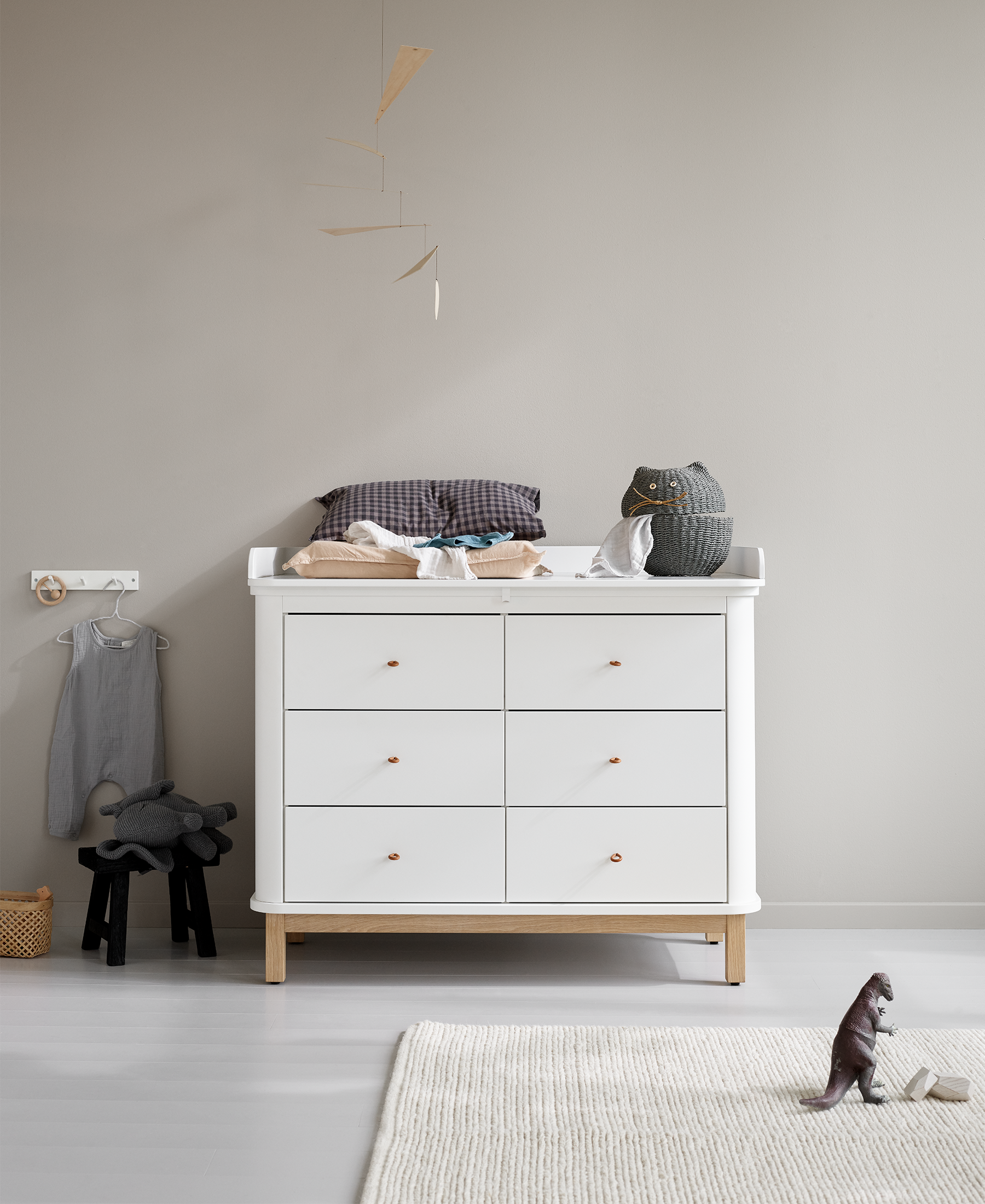 AlixFurniture Plan à langer pour commode 6 tiroirs Wood, blanc
