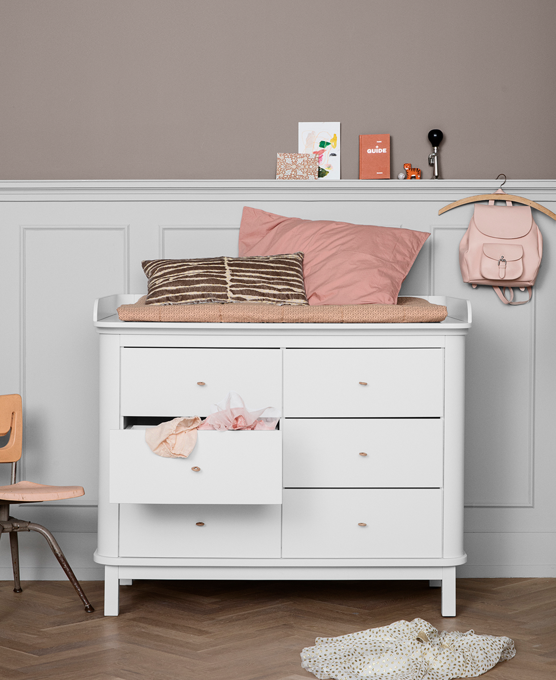 AlixFurniture Commode à langer 6 tiroirs Wood, blanc