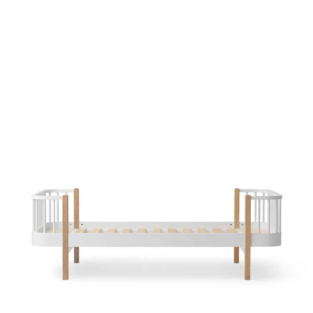 AlixFurniture Lit Wood Original – Élégance Naturelle en Blanc et Chêne