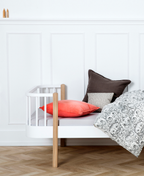 AlixFurniture Lit Wood Original – Élégance Naturelle en Blanc et Chêne