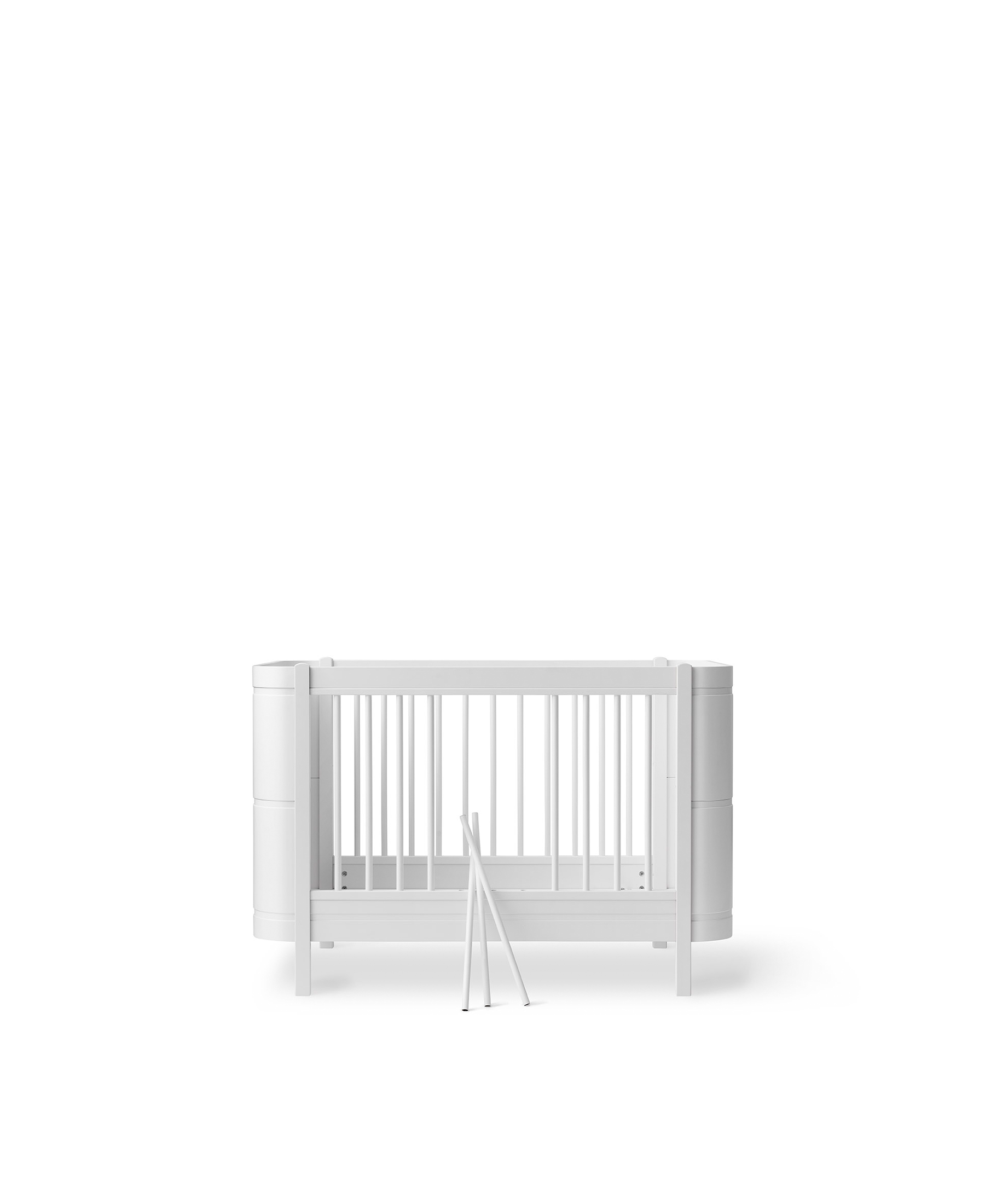 AlixFurniture Lit bébé évolutif Wood Mini+ avec kit junior inclus, blanc