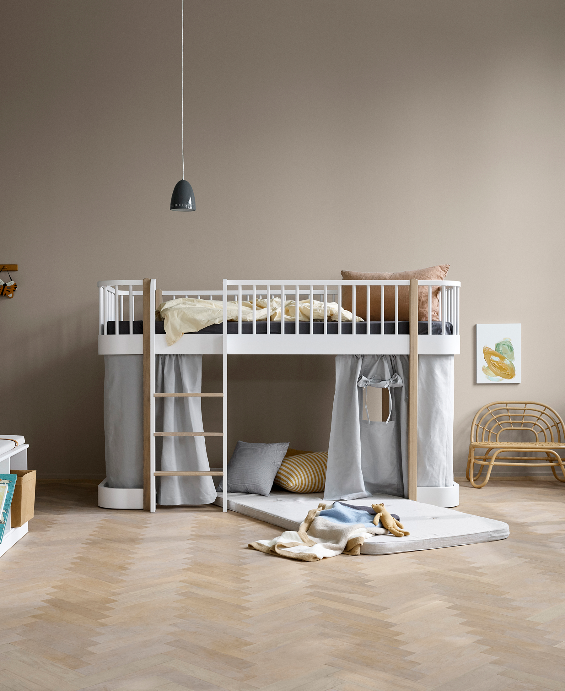 AlixFurniture Lit mezzanine mi-haut Wood Original, blanc