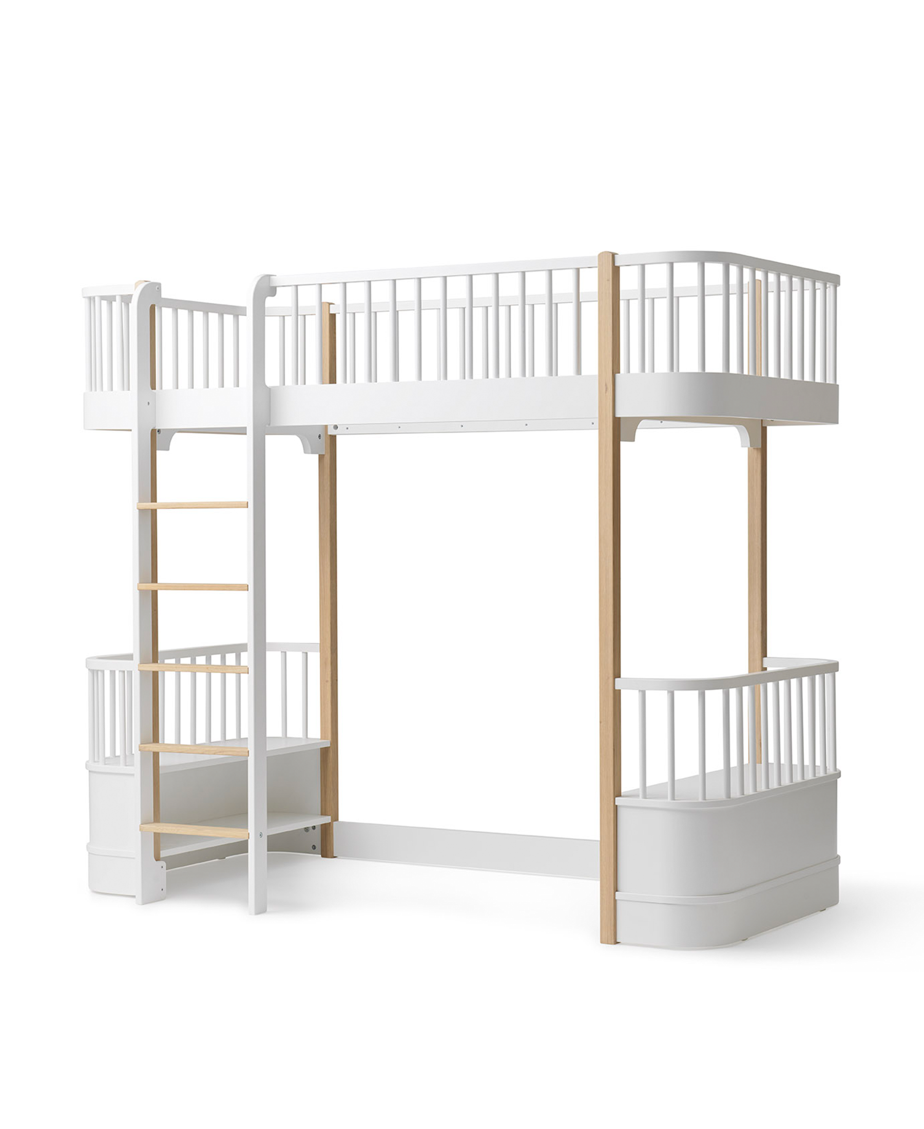 AlixFurniture Lit mezzanine haut Wood Original, blanc/chêne