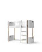 AlixFurniture Lit mezzanine mi-haut Wood Mini+, blanc/chêne