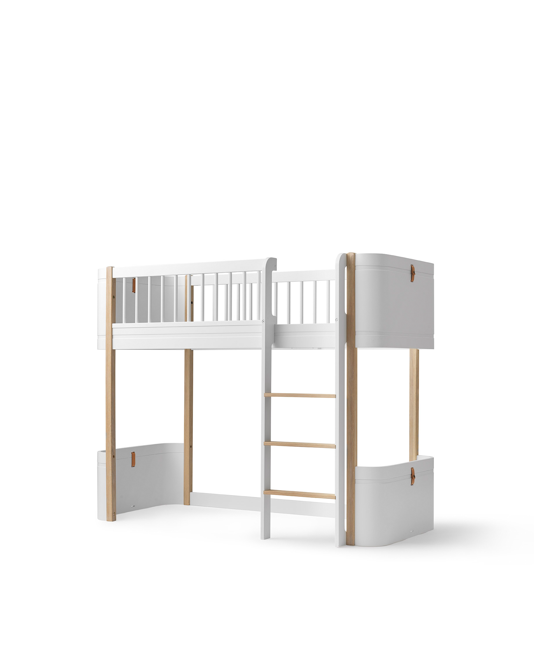 AlixFurniture Lit mezzanine mi-haut Wood Mini+, blanc/chêne