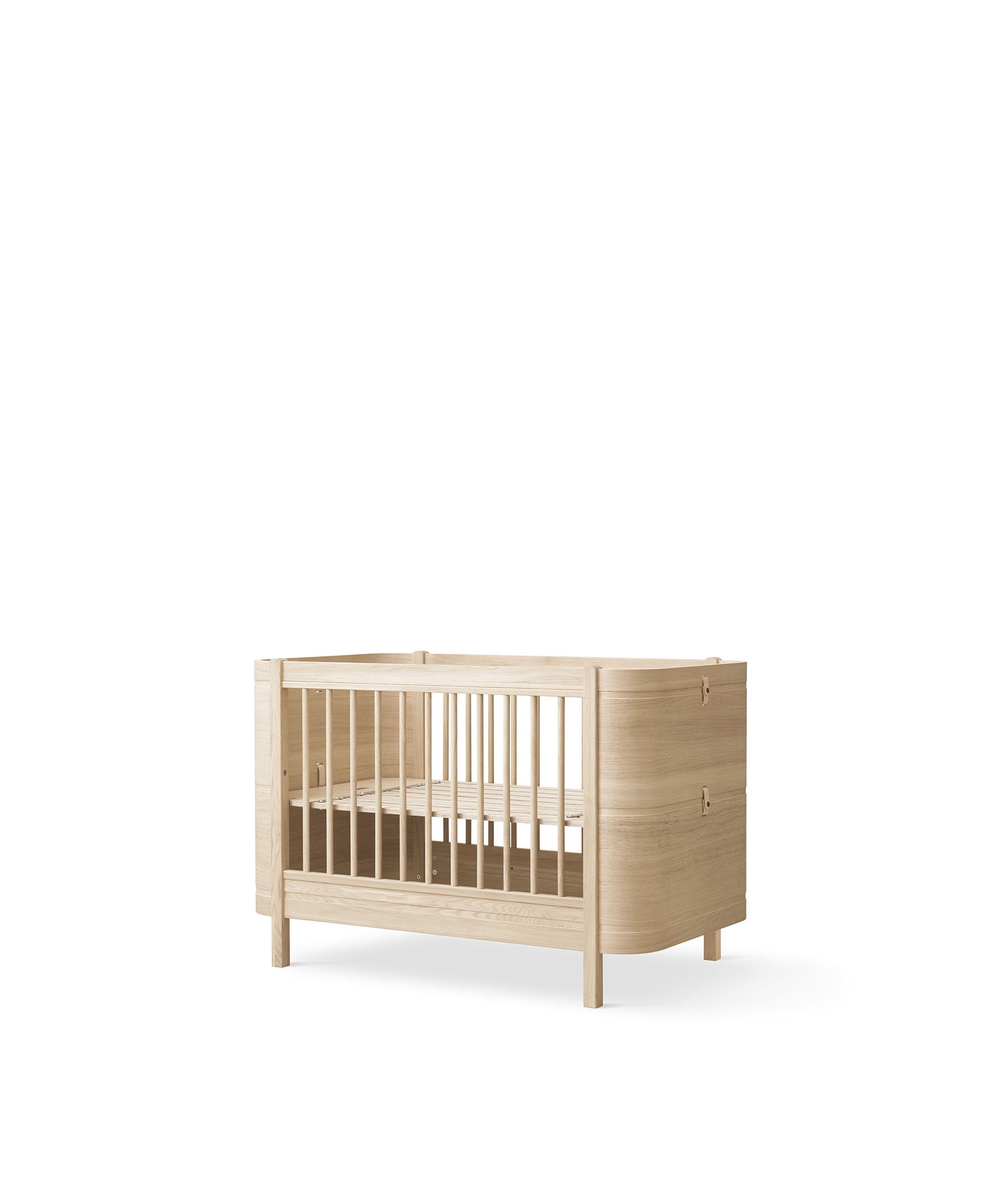 AlixFurniture Lit bébé évolutif Wood Mini+ avec kit junior inclus, chêne