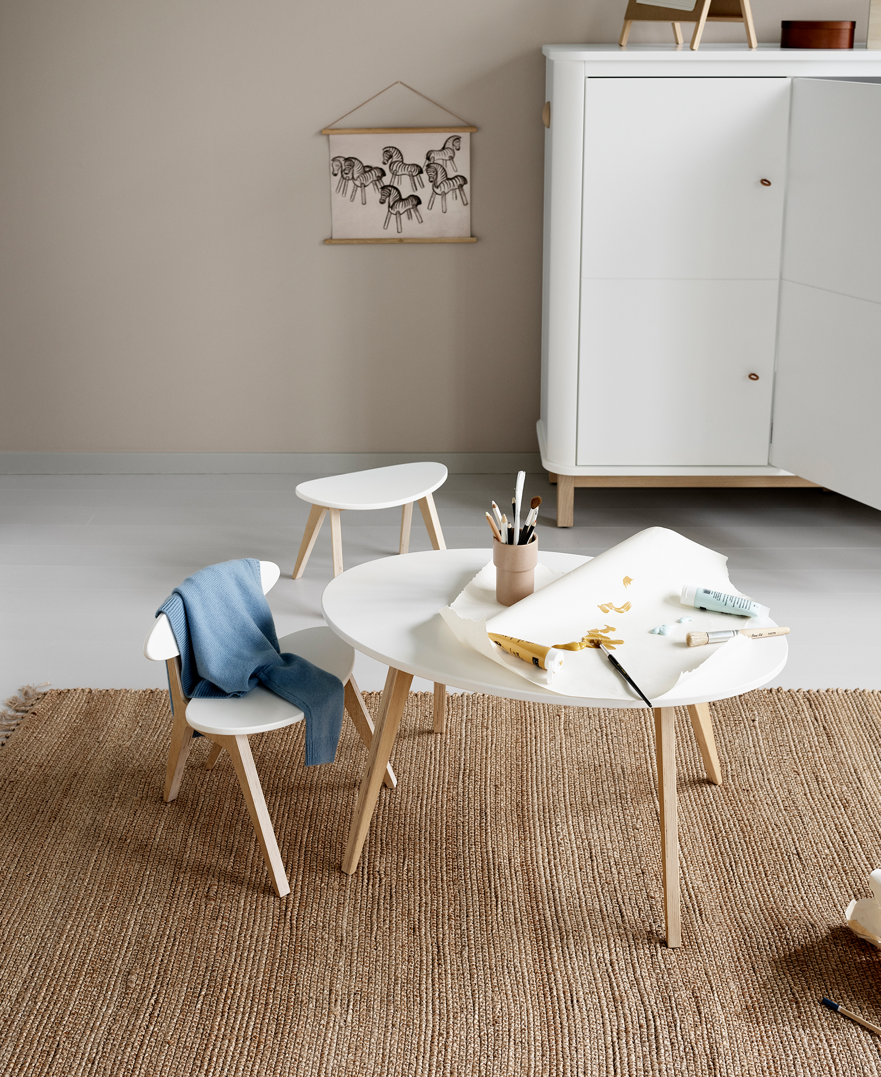 AlixFurniture Chaise Wood PingPong, blanc/chêne