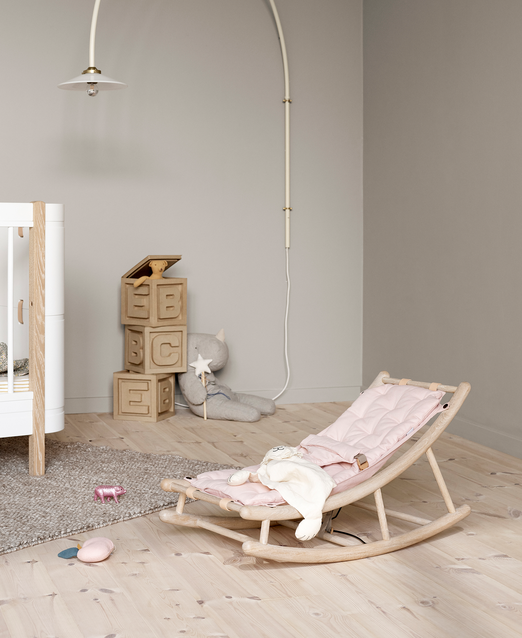 AlixFurniture Transat Bébé & Enfant Wood Chêne Rose Raffiné