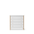 AlixFurniture Commode 4 tiroirs Wood, blanc/chêne