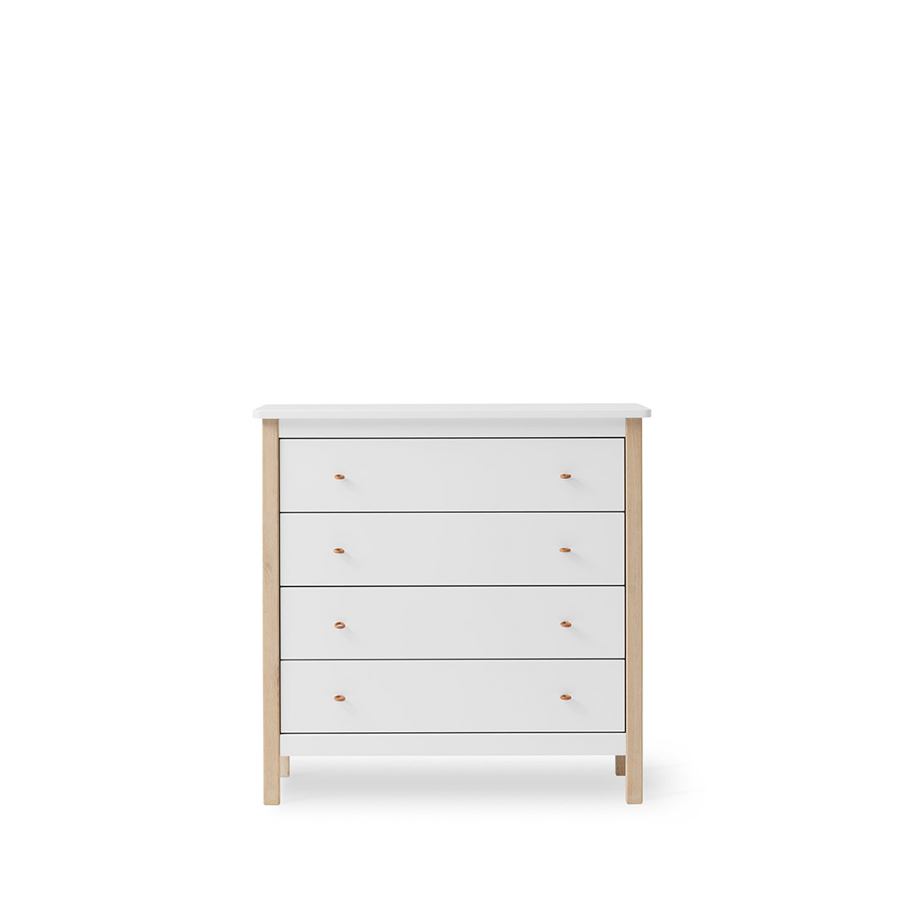 AlixFurniture Commode 4 tiroirs Wood, blanc/chêne