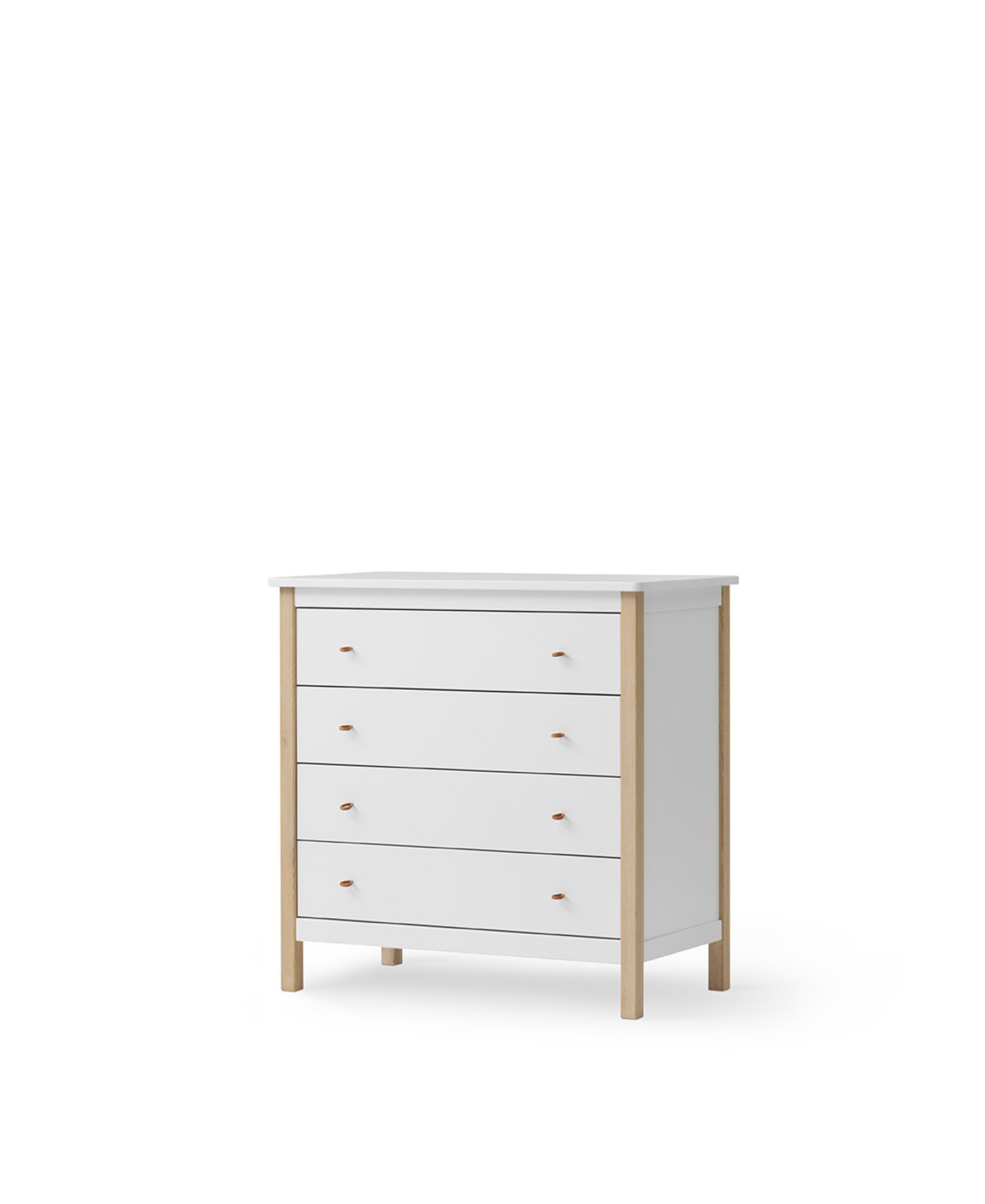 AlixFurniture Commode 4 tiroirs Wood, blanc/chêne