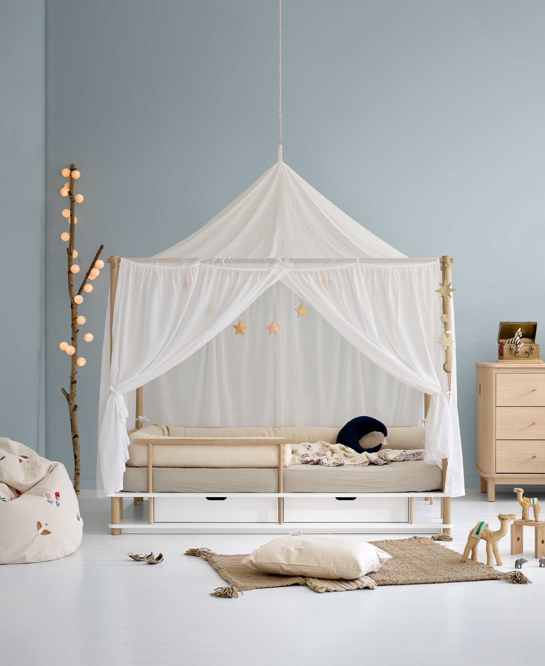 AlixFurniture Lit à baldaquin créatif pour enfants, design à quatre montants
