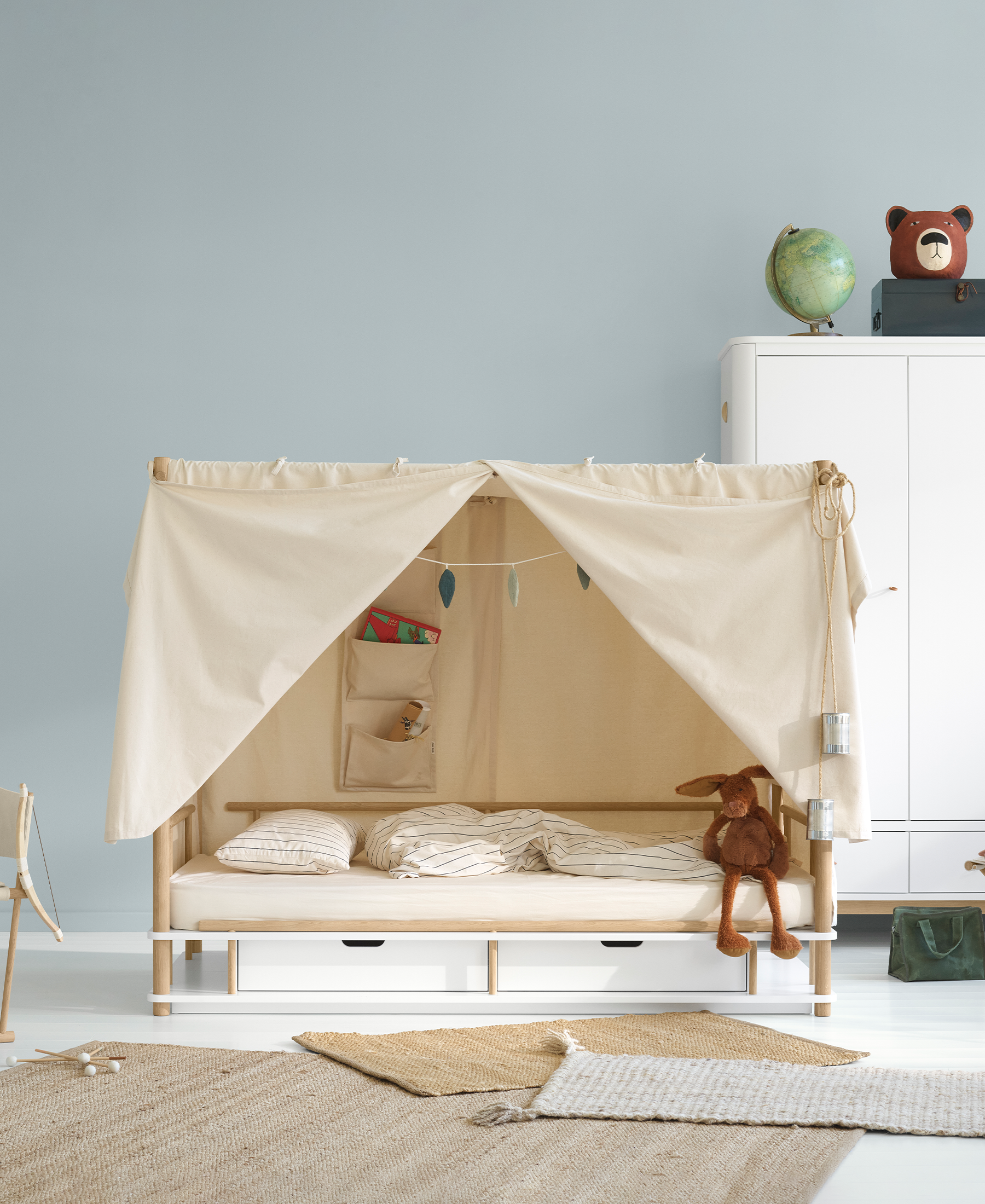 AlixFurniture Baldaquin De Lit Camp En Version Naturelle Non Teintée - Une Touche Simple Et Naturelle Pour La Chambre