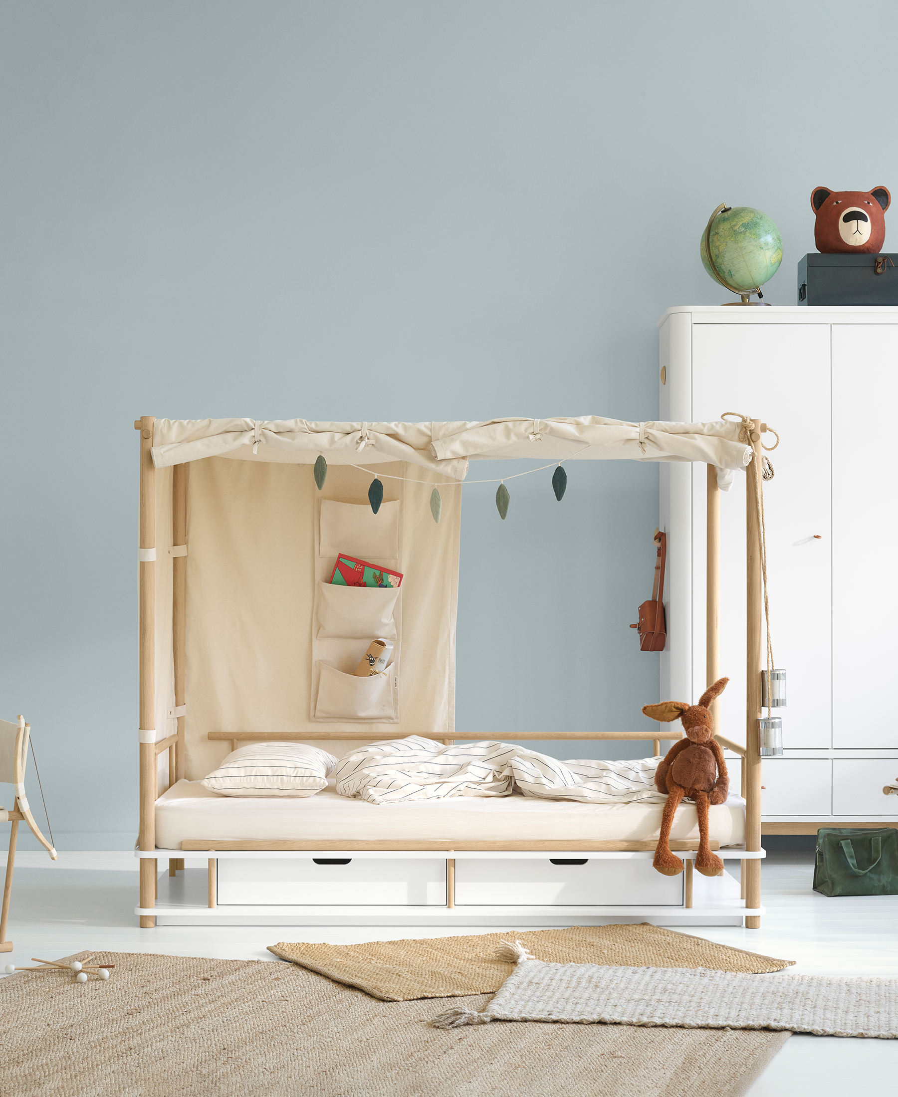 AlixFurniture Lit à baldaquin créatif pour enfants, design à quatre montants