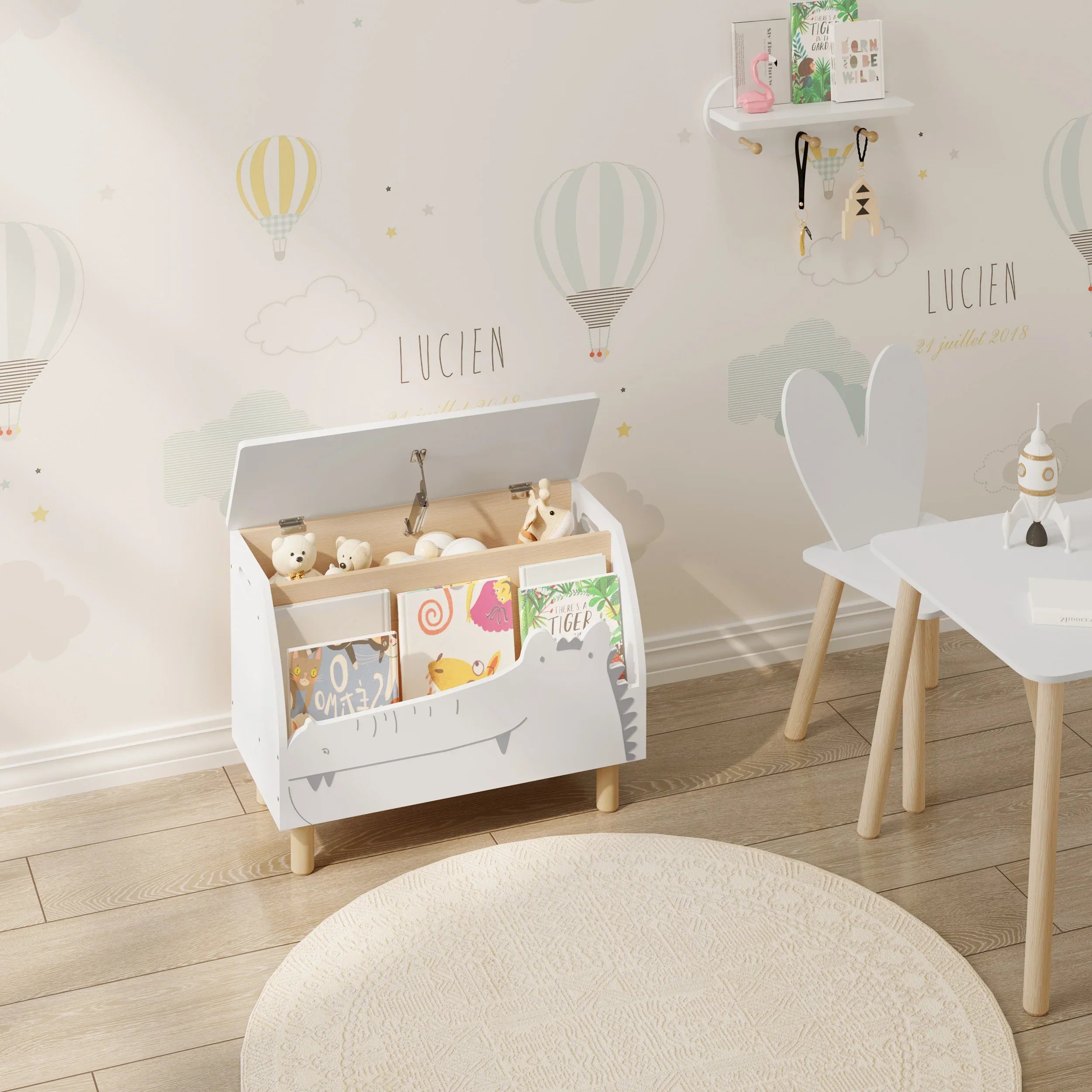 AlixFurniture Bibliothèque-coffre pour enfant – rangement malin et multifonctionnel